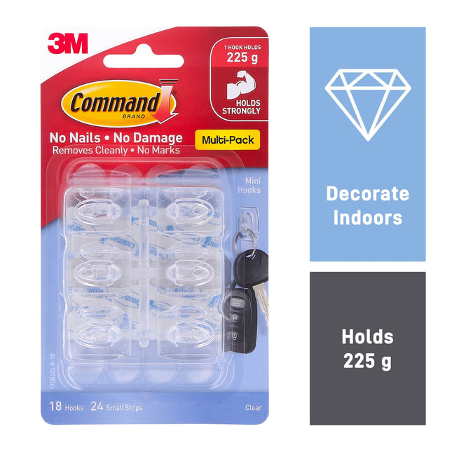 Command Mini Clear Adhesive Hooks Value 18 Pack (2)