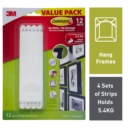 Command Narrow Picture Hanging Strips White 12 Pack (2)