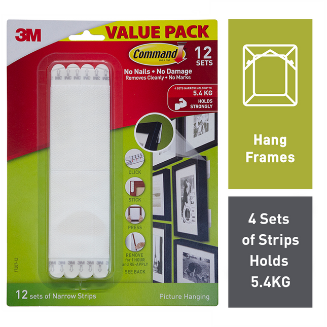 Command Narrow Picture Hanging Strips White 12 Pack (2)