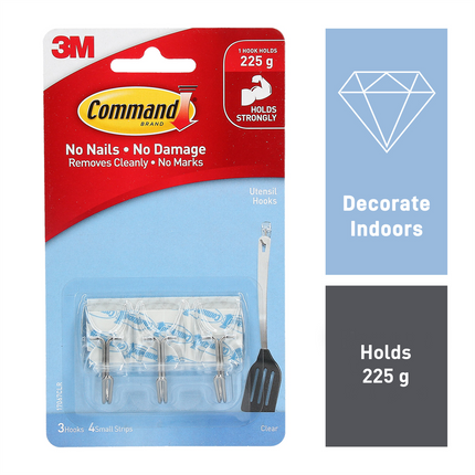 Command Small Clear Adhesive Utensil Hooks 3 Pack (2)