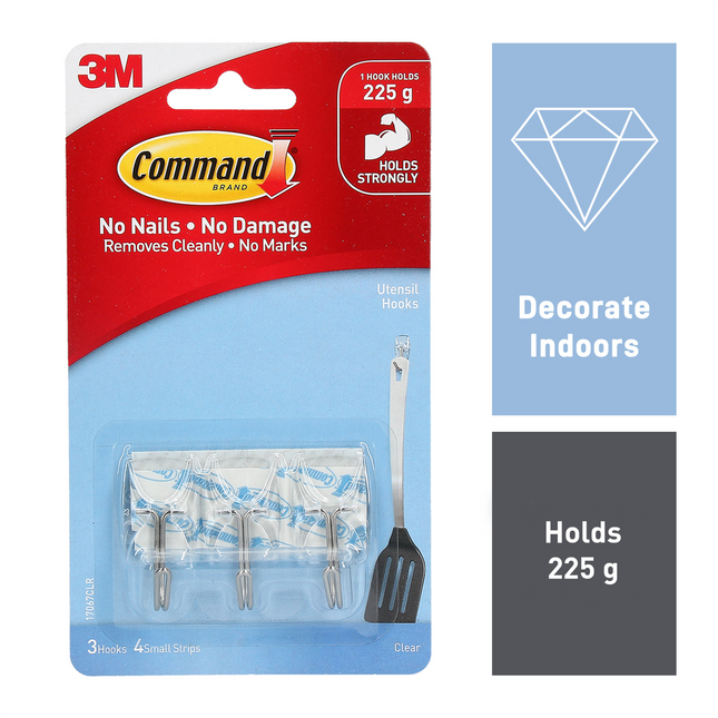 Command Small Clear Adhesive Utensil Hooks 3 Pack (2)