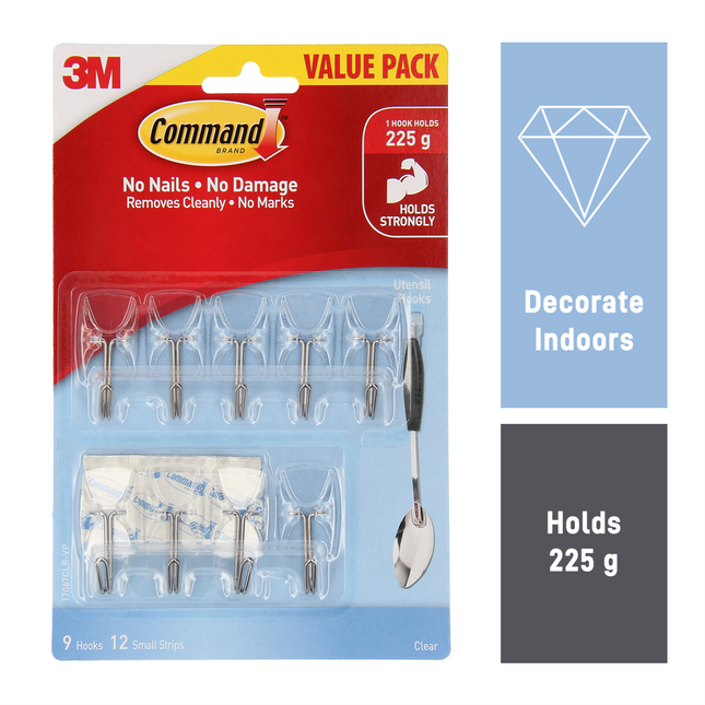 Command Small Clear Adhesive Utensil Hooks 9 Pack (2)