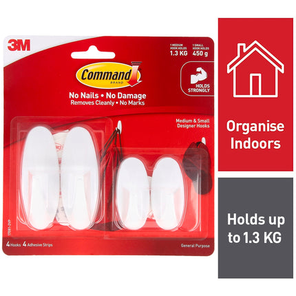 Command Small/Medium White Designer Hooks Value 4 Pack (2)