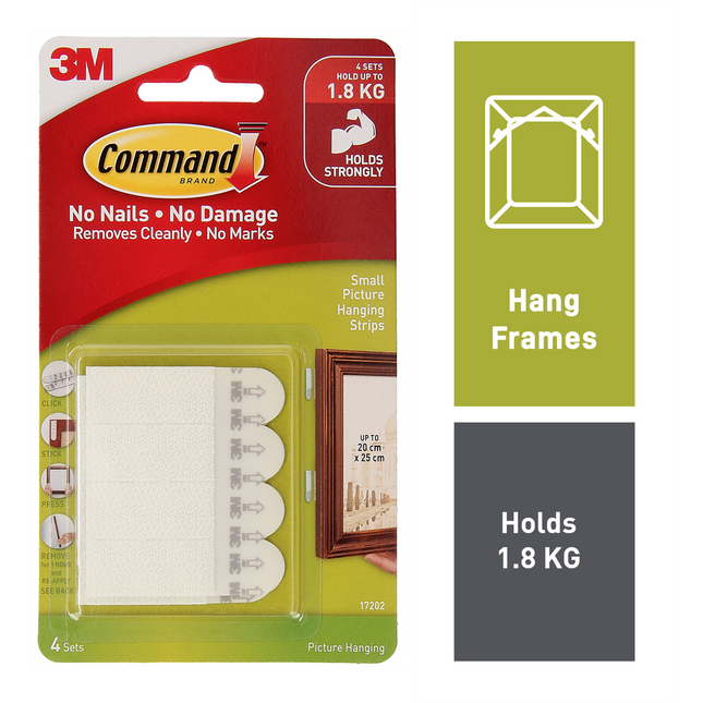Command Small White Adhesive Picture Hanging Strips 4 Pack (2)