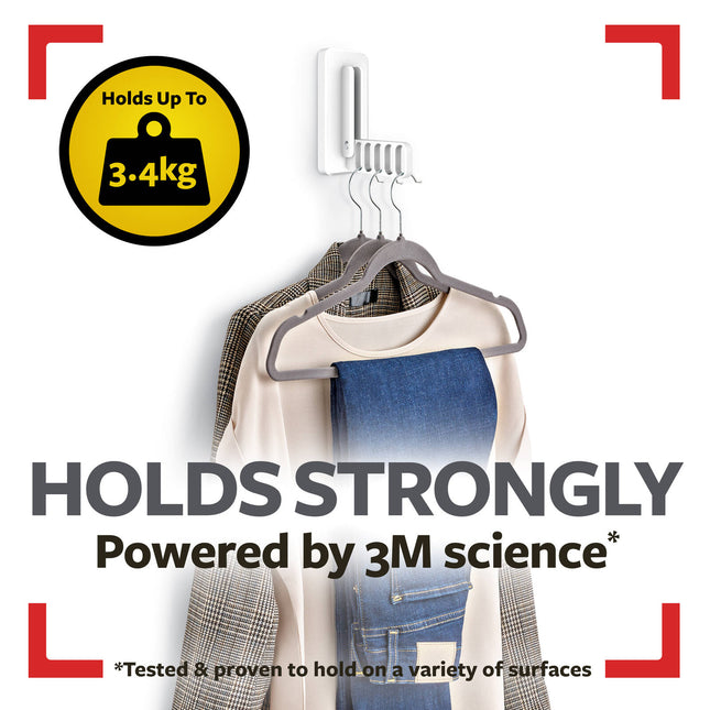 Command White Folding Clothes Hanger 17029-ES Folding Rail Hook (2)