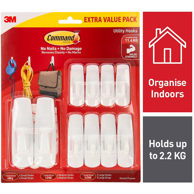 Command White Mixed Adhesive Hooks Value 10 Pack (2)