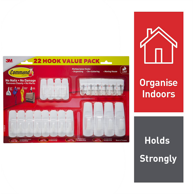 Command White Mixed Wall Hooks Value 22 Pack (2)