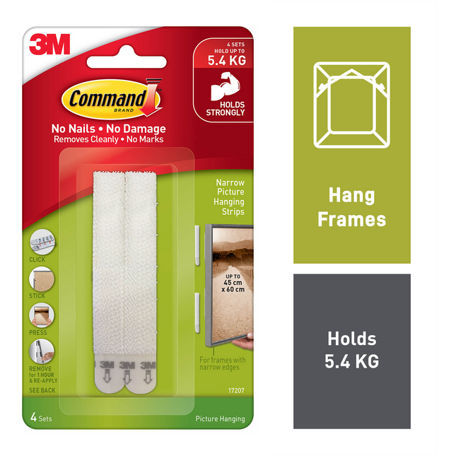 Command White Narrow Picture Hanging Strips 4 Pack (2)