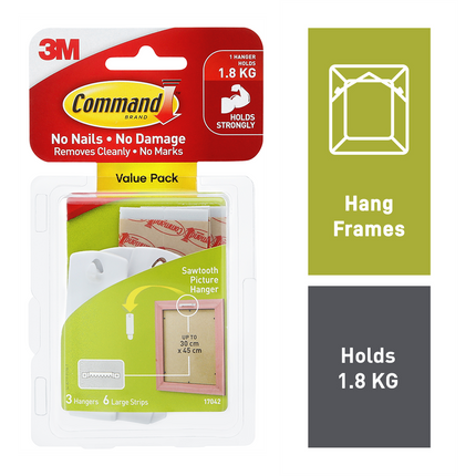 Command White Sawtooth Picture Hangers Value 3 Pack (2)
