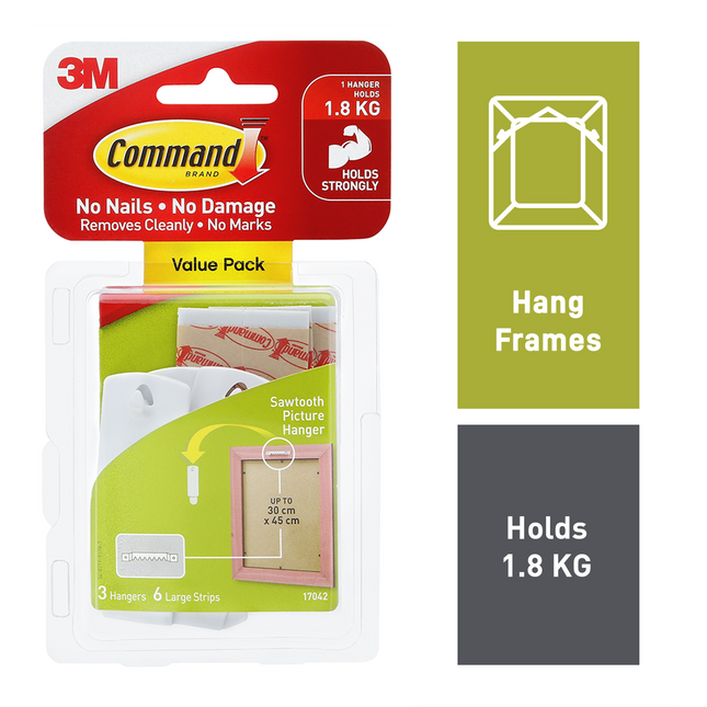 Command White Sawtooth Picture Hangers Value 3 Pack (2)