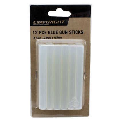 Craftright 10.8 x 100mm clear hot melt glue sticks 12 pack