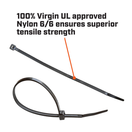 Crescent 200mm x 4.6mm black nylon cable ties, 100 pack in resealable bag (4)