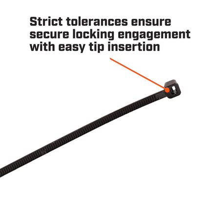 Crescent 370mm x 7.6mm black heavy duty cable ties 100 pack in resealable bag (3)