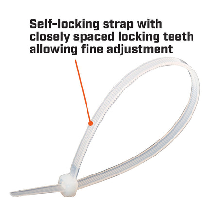 Crescent natural cable ties 100mm x 2.5mm, 100 pack in resealable bag (3)