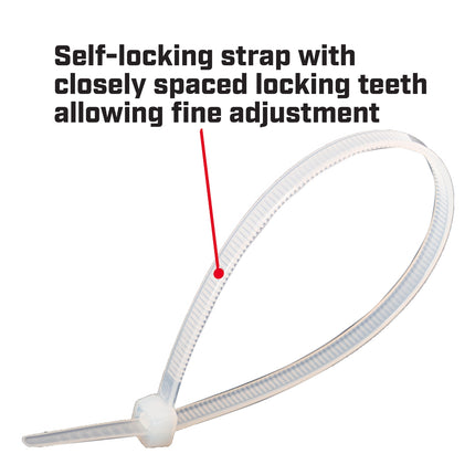 Crescent natural nylon cable ties 370mm x 4.8mm 100 pack in resealable bag (3)