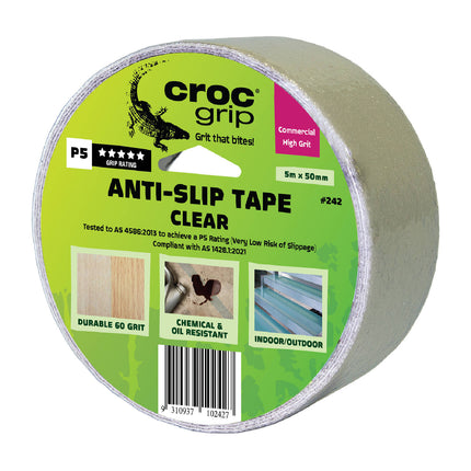 Croc Grip Clear Anti-Slip Tape 5m x 50mm roll in pack
