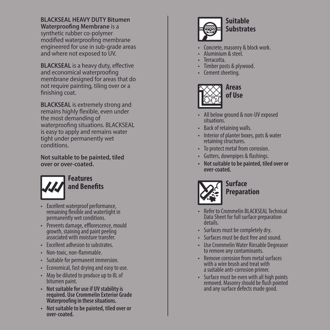 Crommelin Blackseal Heavy Duty Bitumen Waterproofing Membrane 1L (2)