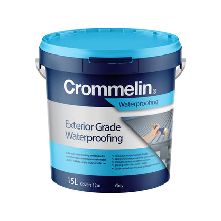 Crommelin Exterior Grade Brushable Waterproofing Membrane 15L grey pail