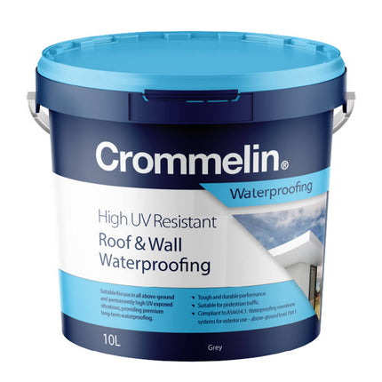 Crommelin High UV Resistant Roof and Wall Waterproofing 10L grey pail