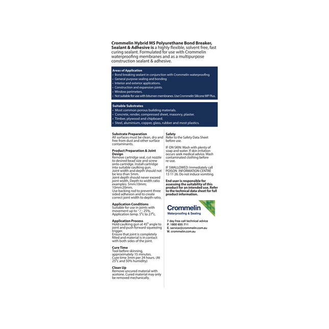Crommelin Hybrid MS Polyurethane Flexible Sealant 300ml (2)
