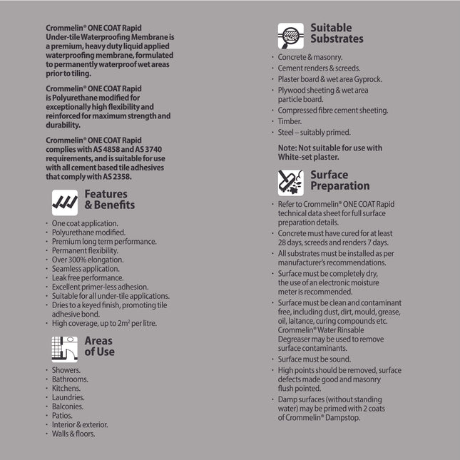 Crommelin One Coat Rapid Under-Tile Waterproofing Membrane 1L (Grey) (2)