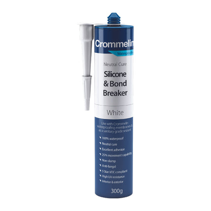 Crommelin Silicone WP Plus white neutral cure silicone and bond breaker 300g cartridge