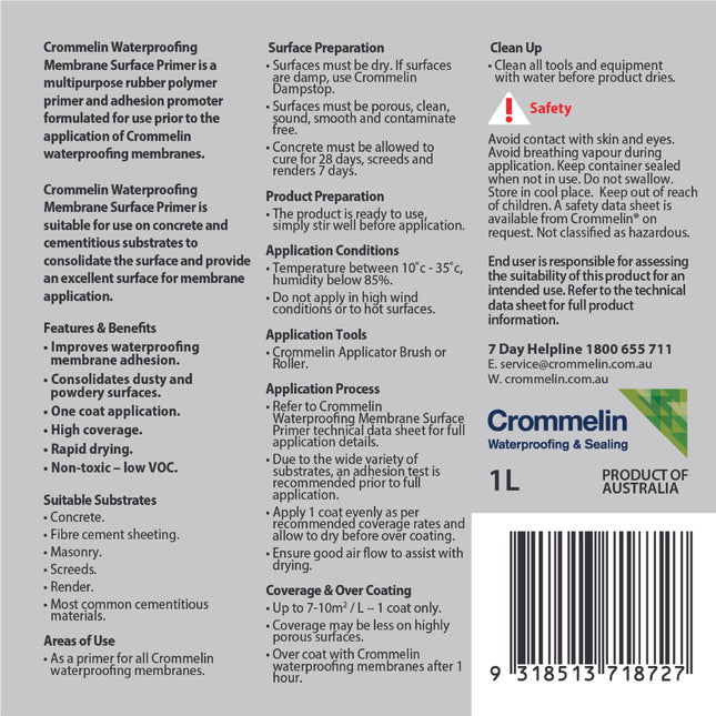 Crommelin Waterproofing Membrane Surface Primer 1L (2)