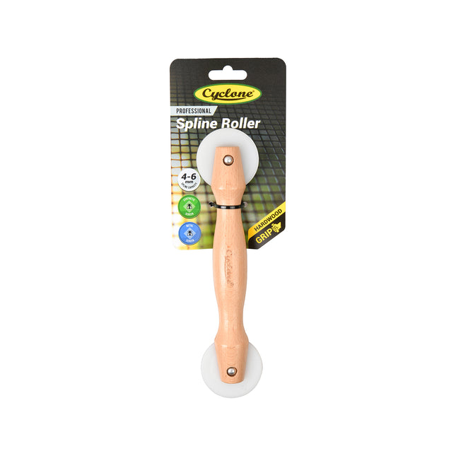 Cyclone Timber Handle Spline Roller with hardwood handle and nylon wheels