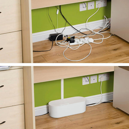 D-Line small white cable tidy unit cable management box with click-lock lid (3)