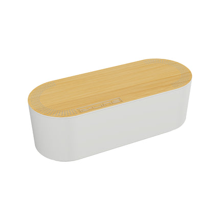 D-Line Large Cable Tidy Unit in white with wood look lid