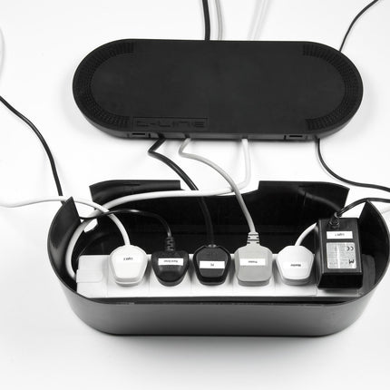 D-Line Small Black Cable Tidy Unit cable management box with click-lock lid (2)