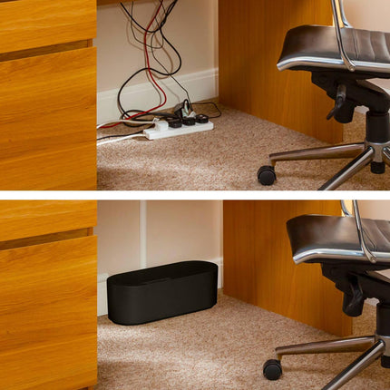 D-Line Small Black Cable Tidy Unit cable management box with click-lock lid (4)