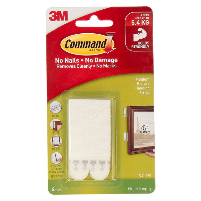 Packshot of Command Medium White Adhesive Picture Hanging Strips 4 Pack