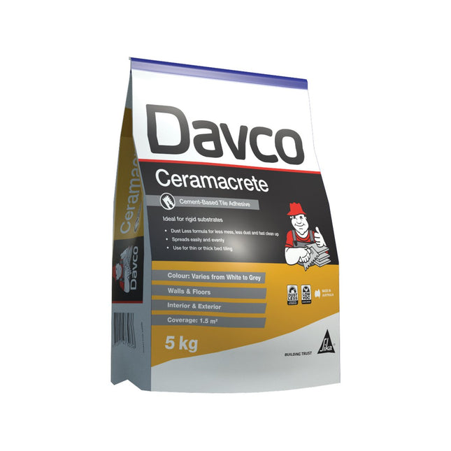 Packshot of Davco Ceramacrete Cement Base Tile Adhesive 5kg