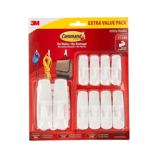 Packshot of Command White Mixed Adhesive Hooks Value 10 Pack