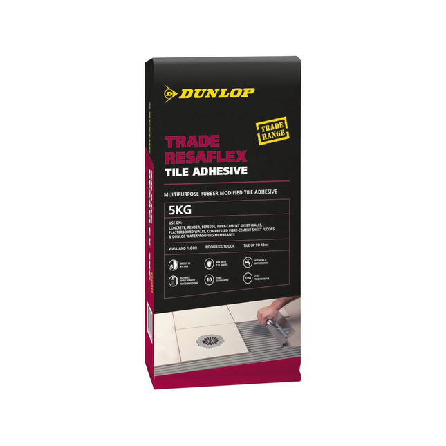 Packshot of Dunlop Trade Resaflex Tile Adhesive 5kg
