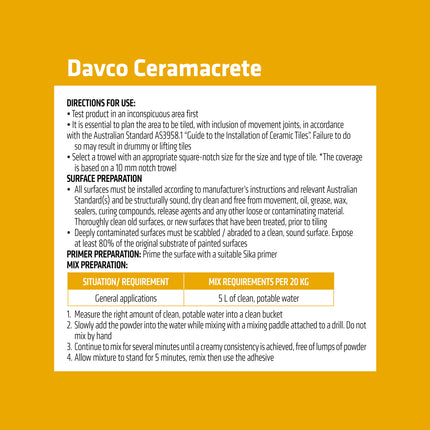 Davco Ceramacrete Cement Base Tile Adhesive 5kg (3)