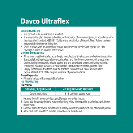 Davco Ultraflex Tile Adhesive 20kg (Bag) (3)