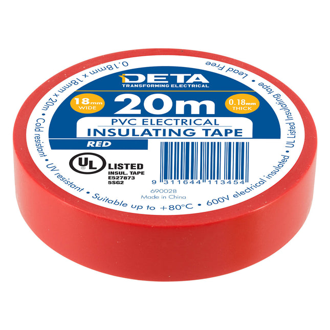 DETA red insulation PVC tape 18mm x 20m roll