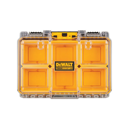 Dewalt ToughSystem 2.0 Half Width Deep Organiser with clear lid and six removable cups