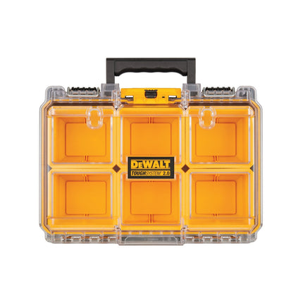 Dewalt ToughSystem 2.0 Half Width Deep Organiser with clear lid and six removable cups (2)