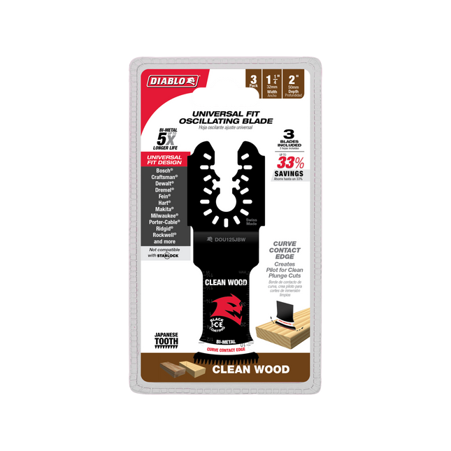 Diablo 32mm Universal Fit Bi-Metal Multi-Tool Blades for Clean Wood 3 pack