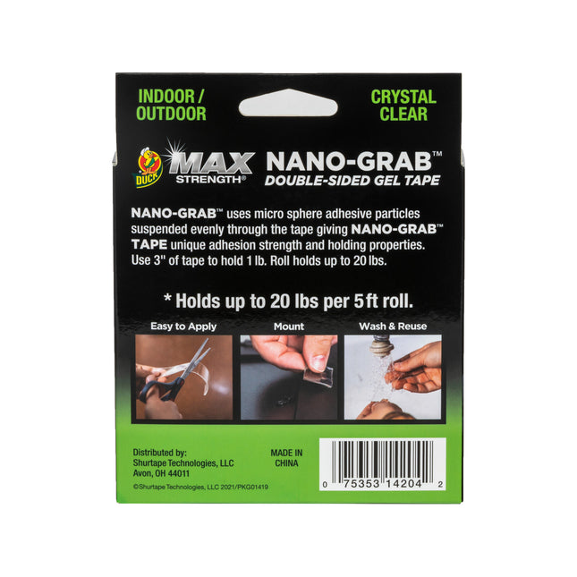 Duck Max Strength Nano-Grab Clear Double-Sided Gel Tape 24mm x 1.5m (Single Roll) (2)