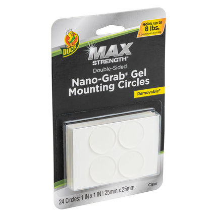 Duck Max Strength Nano Grab clear gel mounting circles 25mm, 24 pack in retail packaging