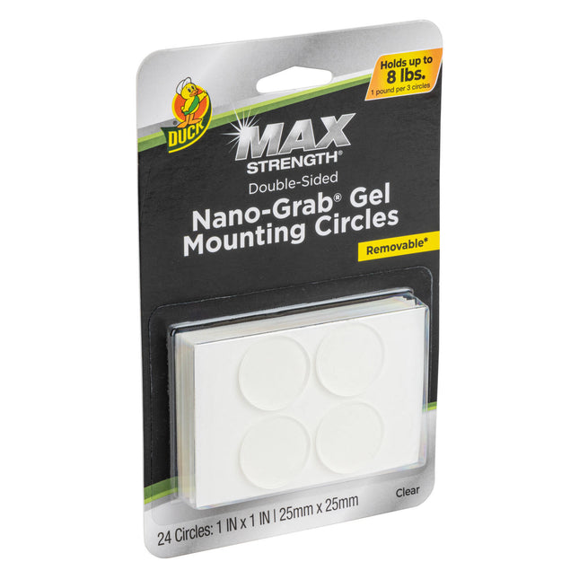 Duck Max Strength Nano Grab clear gel mounting circles 25mm, 24 pack in retail packaging