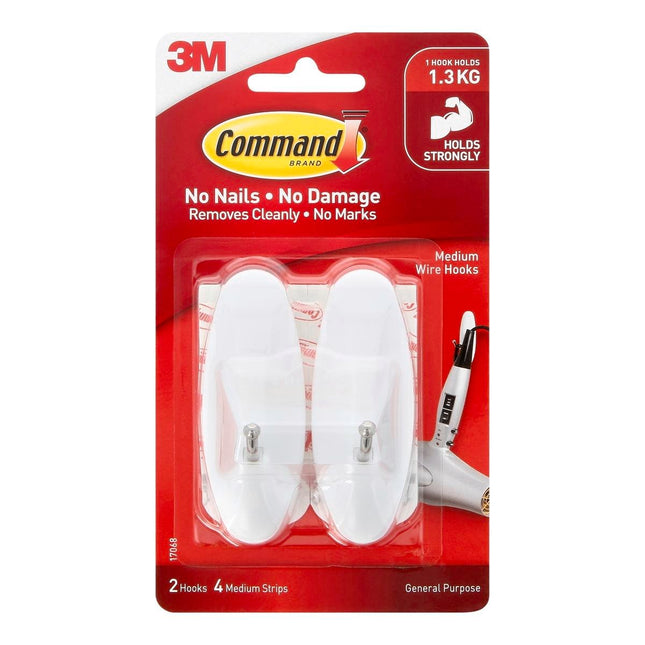 Packshot of Command Medium White Adhesive Wire Hooks 2 Pack