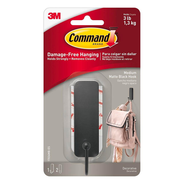 Packshot of Command Medium Matte Black Single Hook 1 Pack