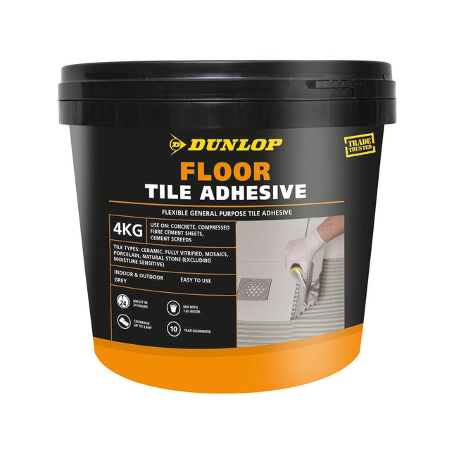 Packshot of Dunlop Floor Tile Adhesive 4kg