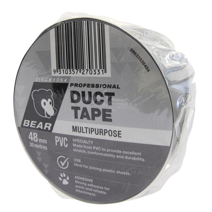 Packshot of Bear Silver PVC Duct Tape Heavy Duty All Purpose Repair 48mm x 30m