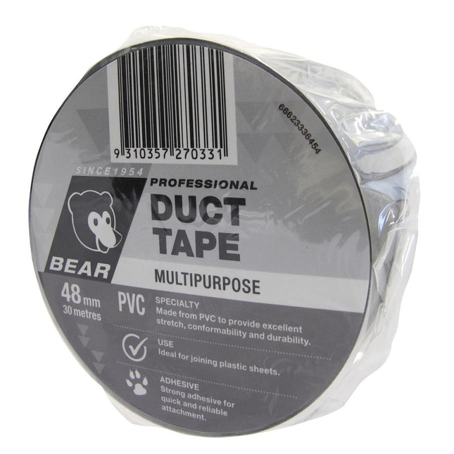 Packshot of Bear Silver PVC Duct Tape Heavy Duty All Purpose Repair 48mm x 30m